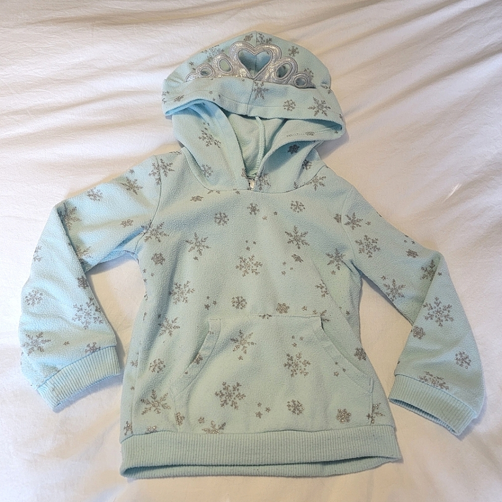 Blue ice princess fleece hoodie with tiara and sparkle snowflakes - Carter's